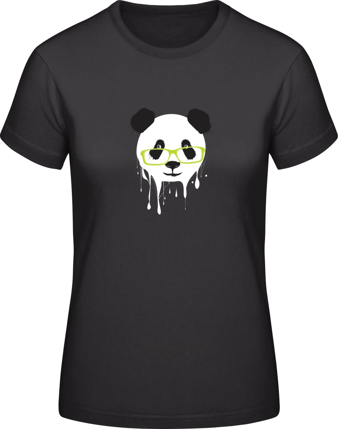 Stylish Panda - Black #E190 women T-Shirt - Front