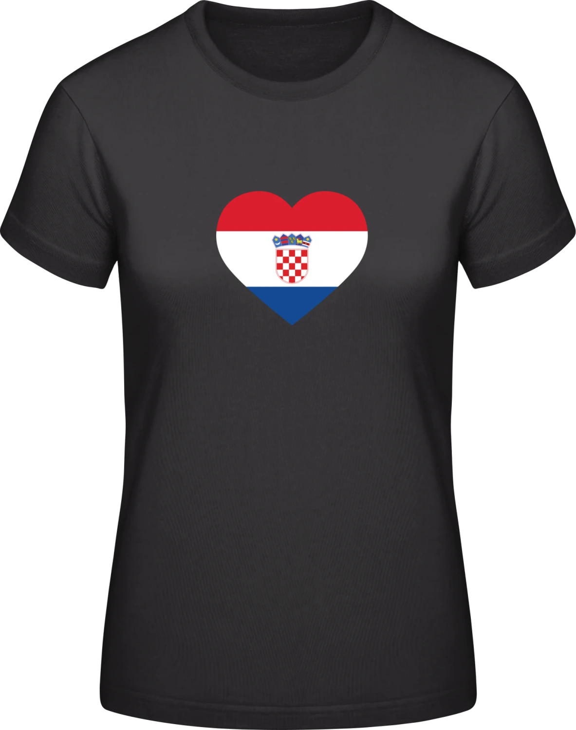 Croatia Heart - Black #E190 women T-Shirt - Front