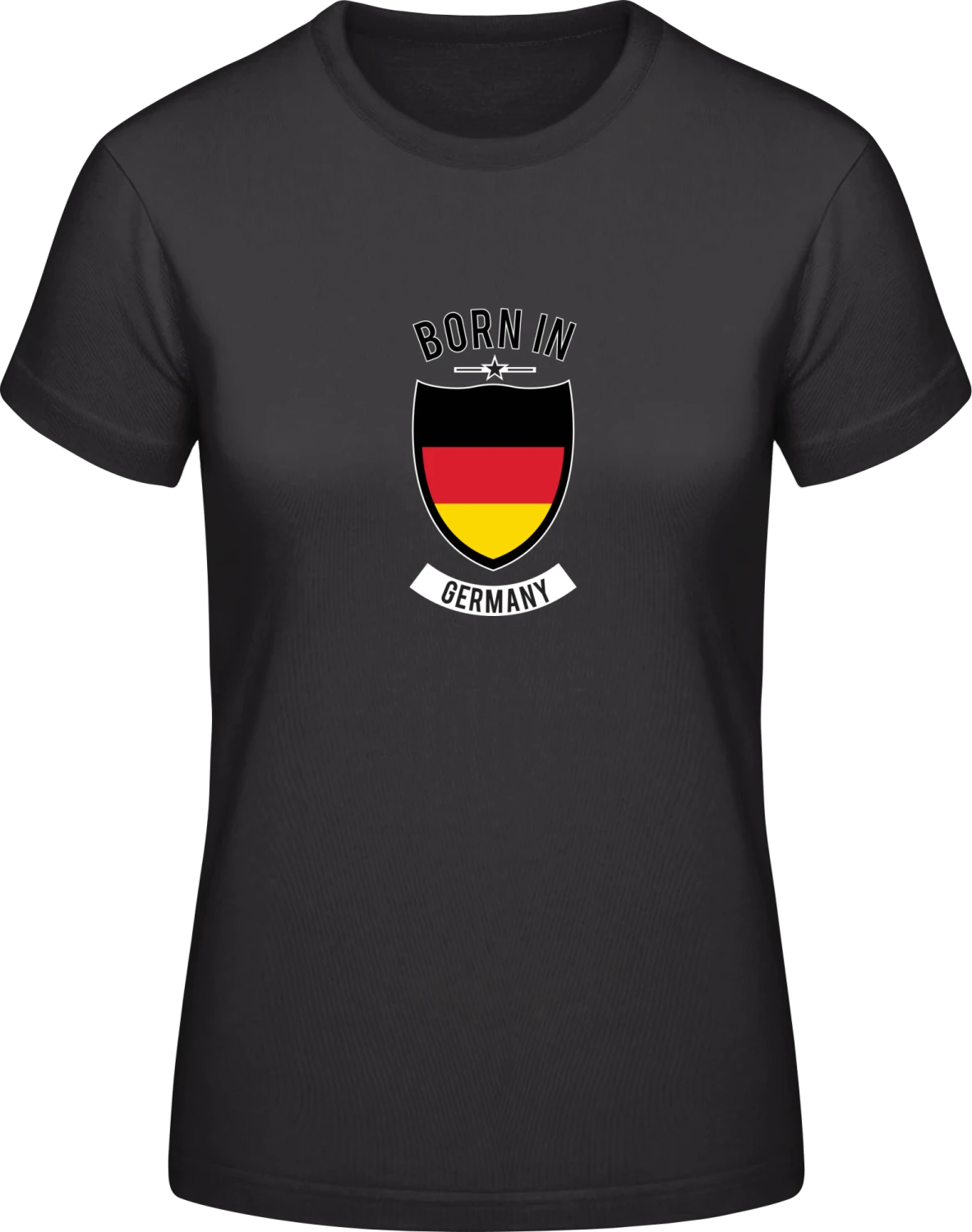 Born in Germany Star - Black #E190 women T-Shirt - Front