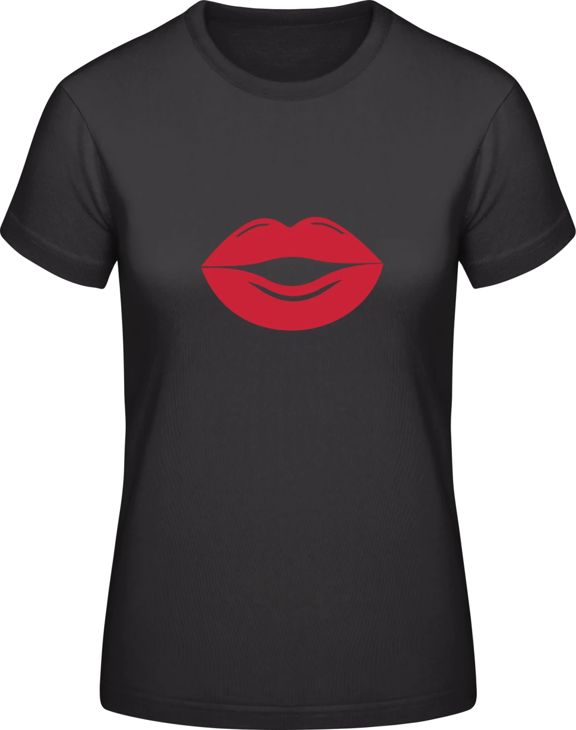 Lips Plastic - Black #E190 women T-Shirt - Front