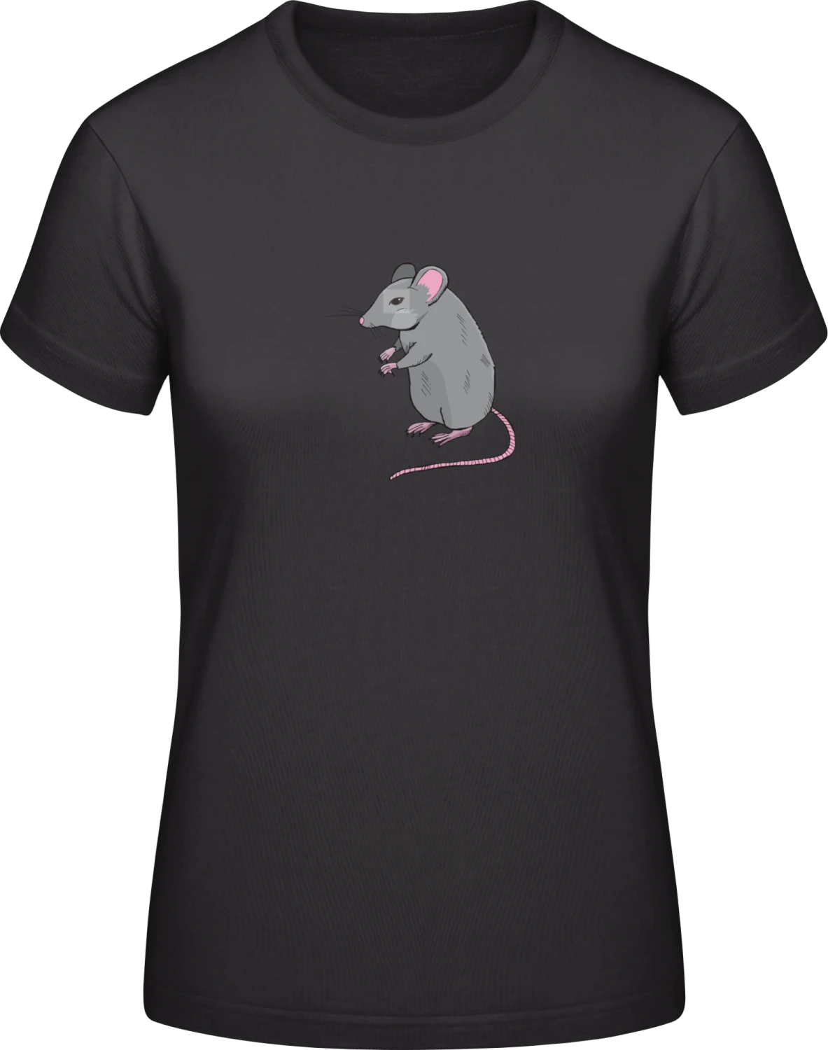 Mouse Realistic - Black #E190 women T-Shirt - Front