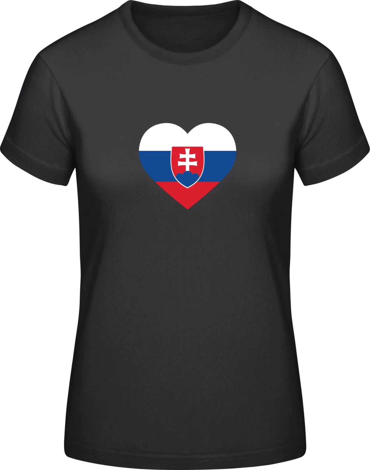 Slovakia Heart Flag - Black #E190 women T-Shirt - Front