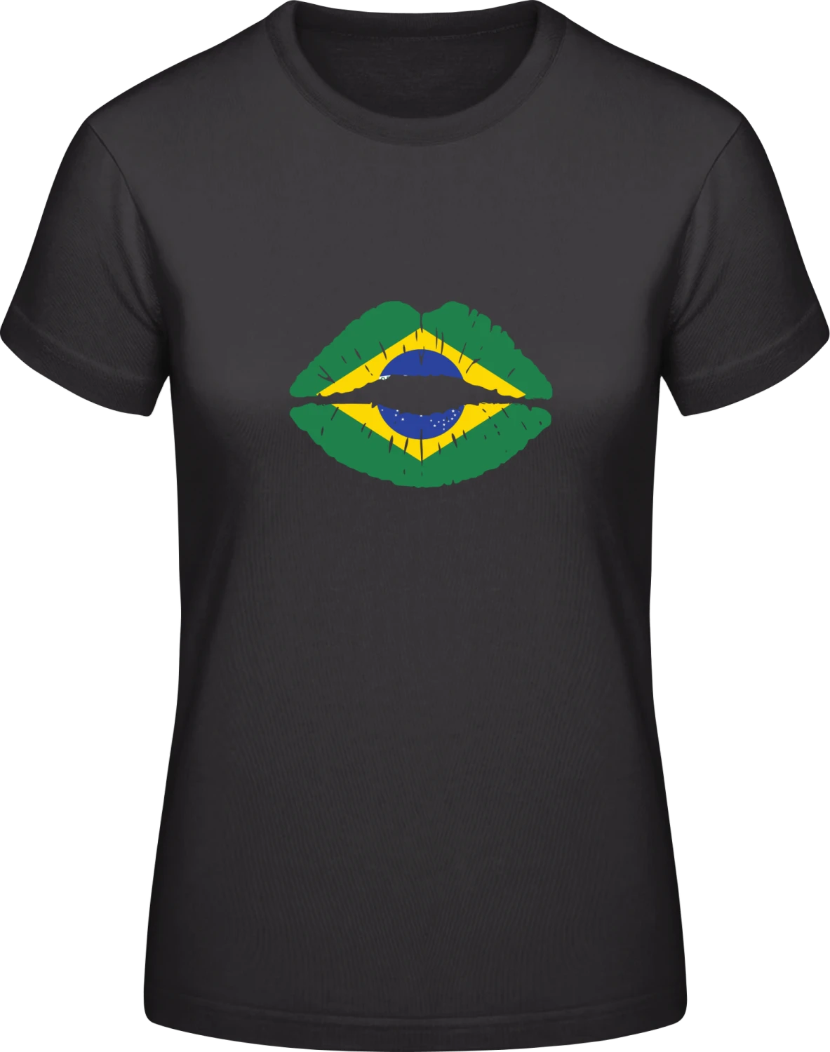 Brazil Kiss Flag - Black #E190 women T-Shirt - Front