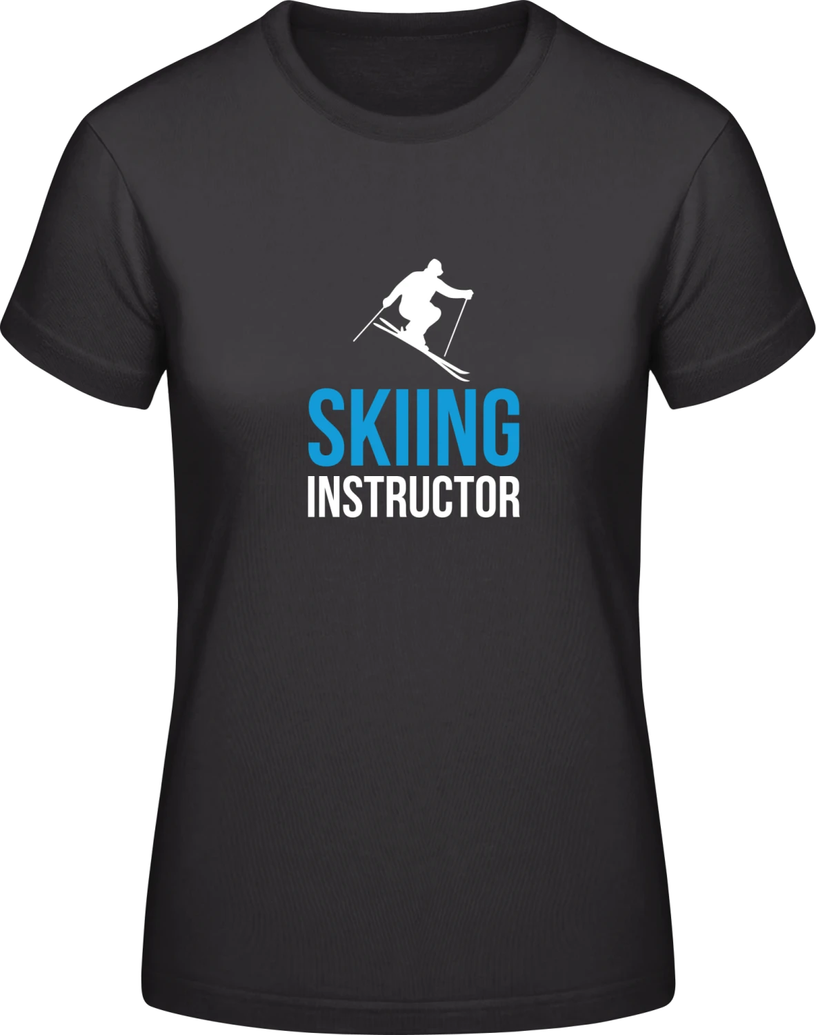 Skiing Instructor - Black #E190 women T-Shirt - Front