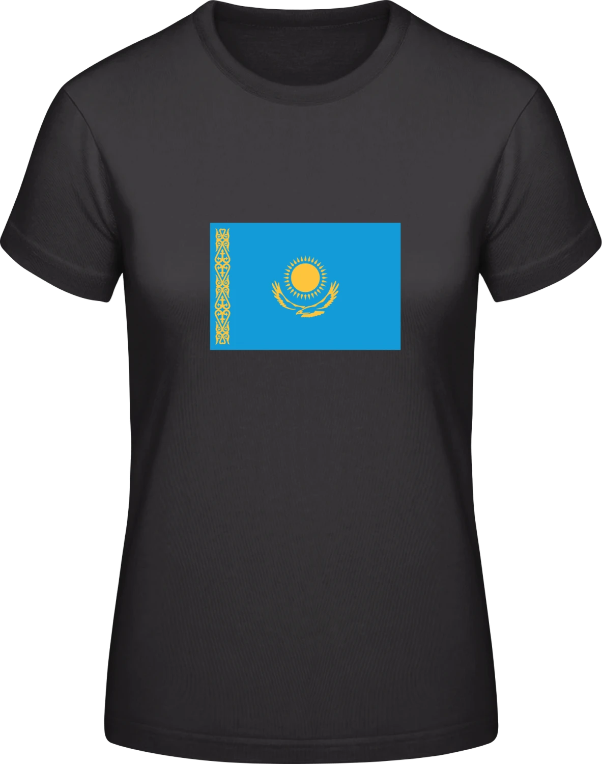 Flag of Kazakhstan - Black #E190 women T-Shirt - Front