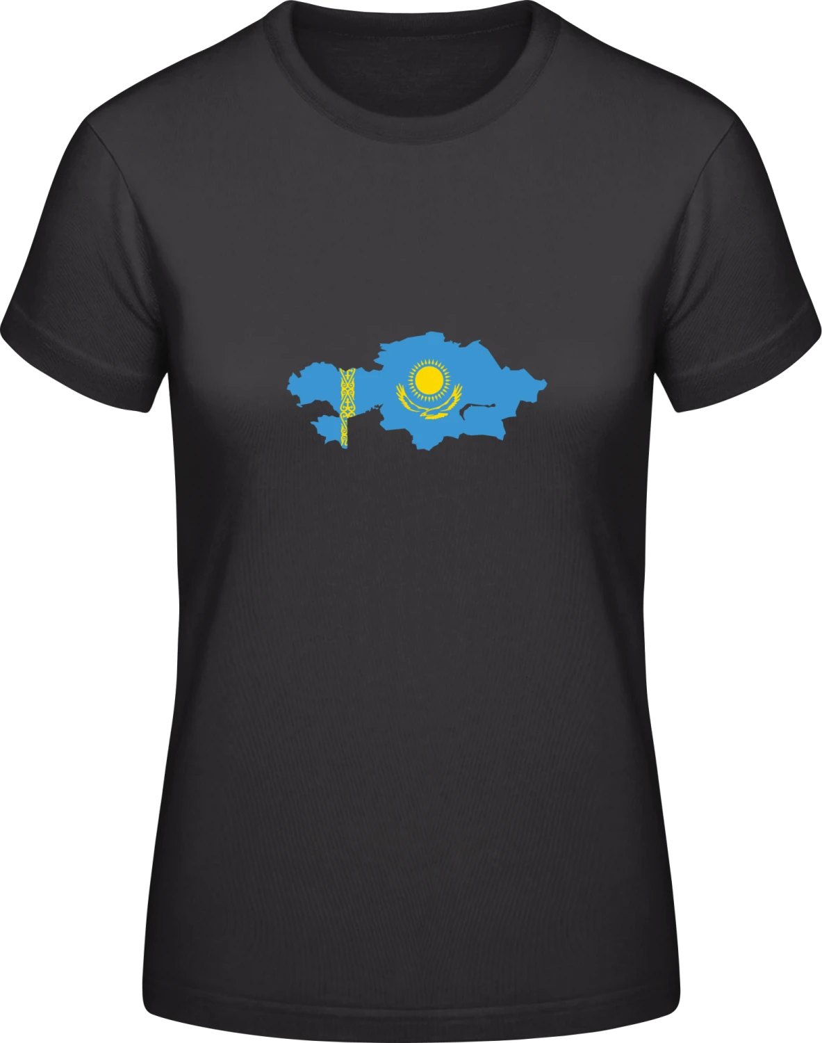 Kazakhstan Map - Black #E190 women T-Shirt - Front