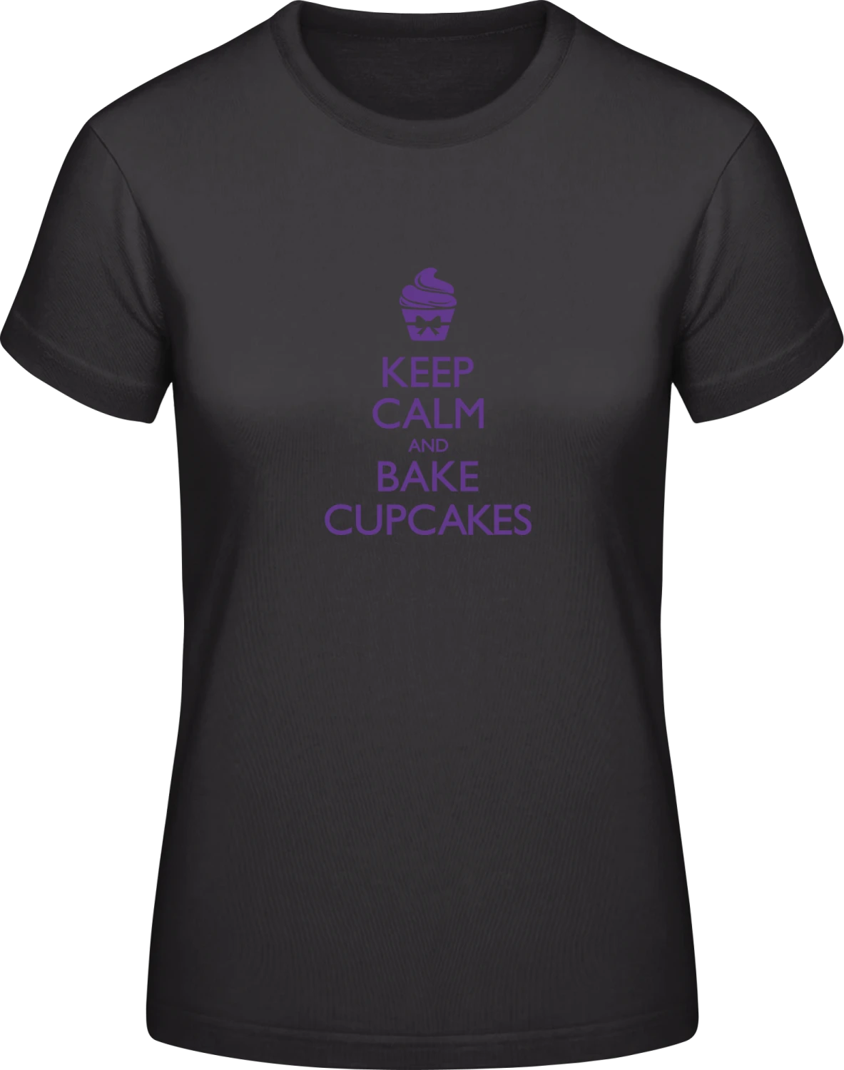 Keep Calm And Bake Cupcakes - Black #E190 women T-Shirt - Front