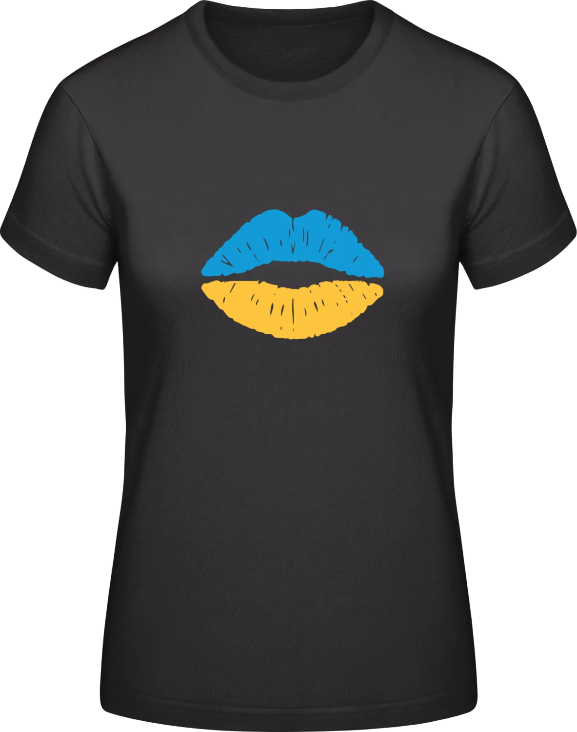 Ukraine Kiss Flag - Black #E190 women T-Shirt - Front