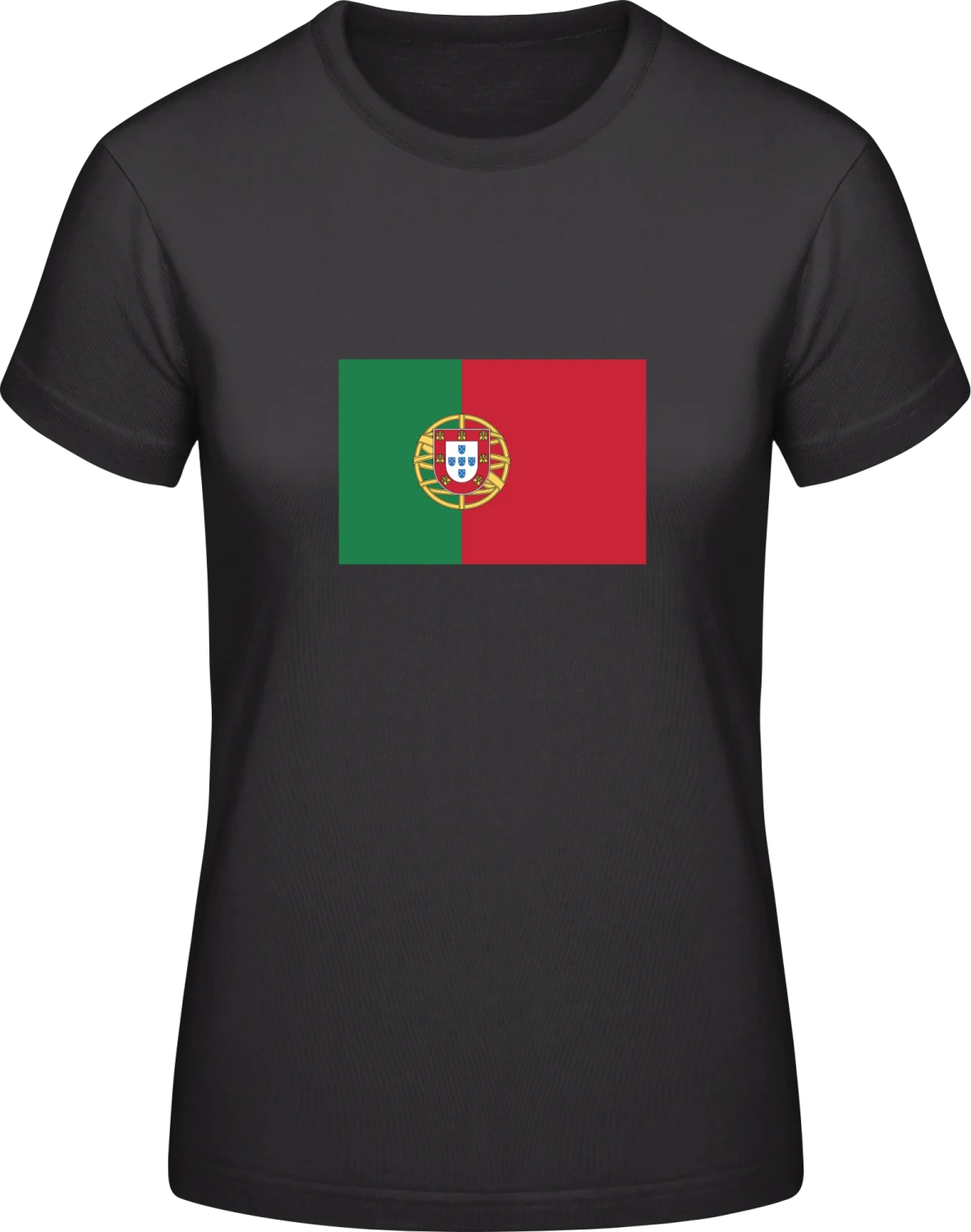 Flag of Portugal - Black #E190 women T-Shirt - Front