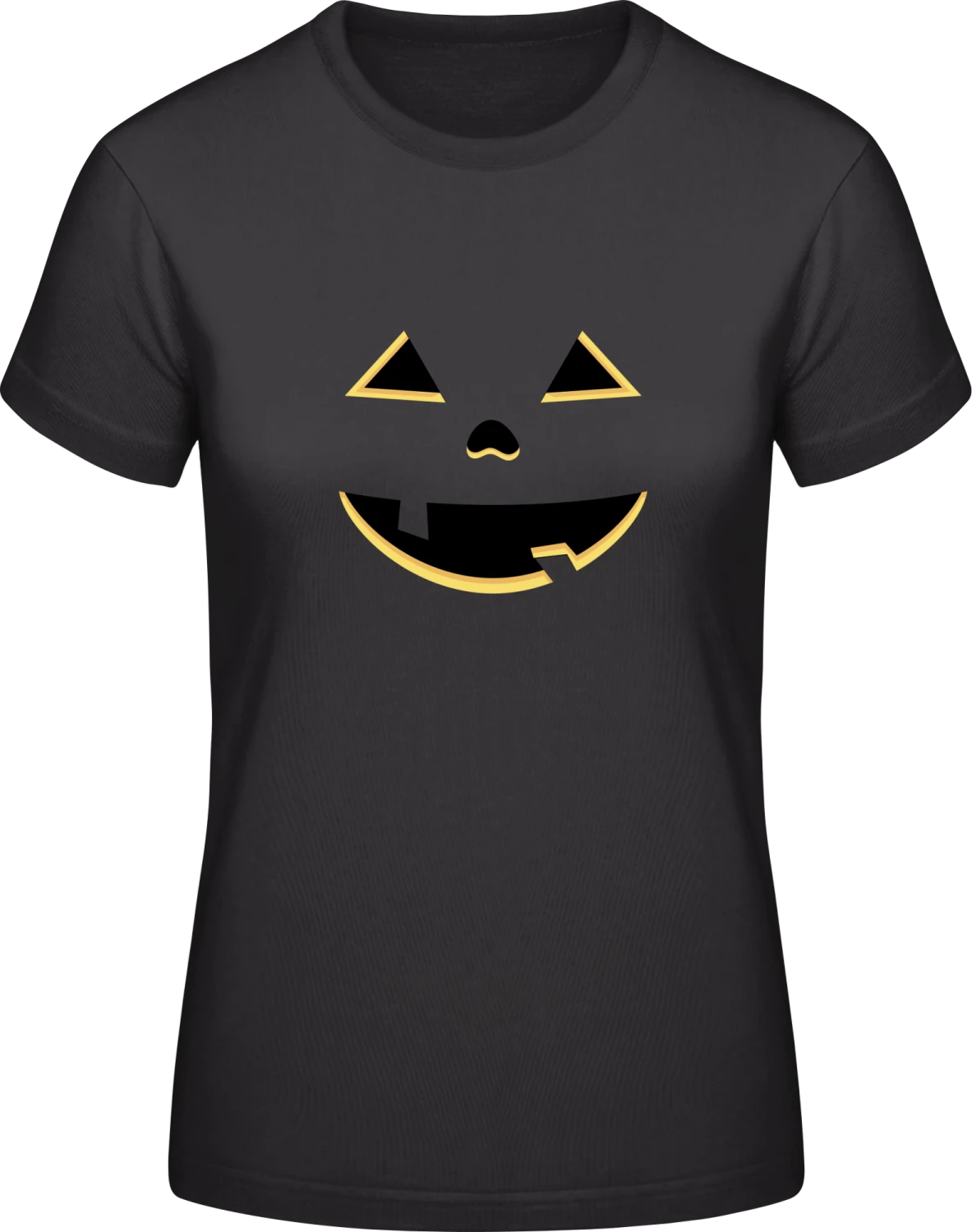 Pumpkin Face Halloween - Black #E190 women T-Shirt - Front