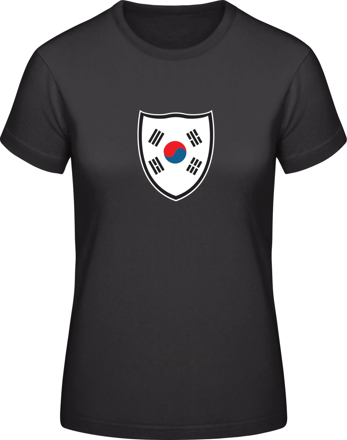 South Korea Shield Flag - Black #E190 women T-Shirt - Front