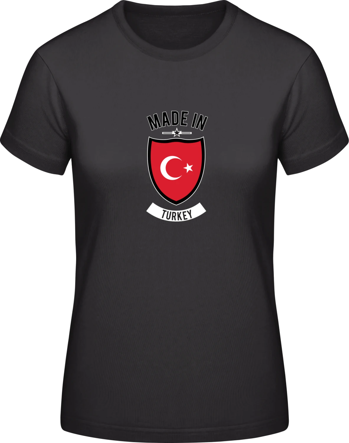 Made in Turkey - Black #E190 women T-Shirt - Front