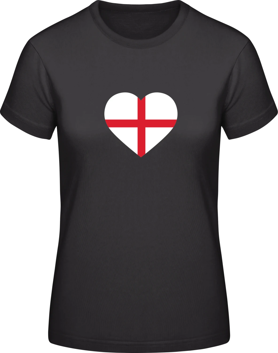 England Heart Flag - Black #E190 women T-Shirt - Front