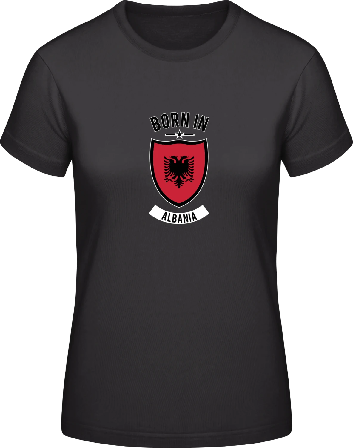 Born in Albania - Black #E190 women T-Shirt - Front