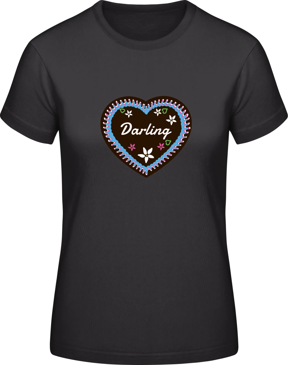 Darling Gingerbread Heart - Black #E190 women T-Shirt - Front