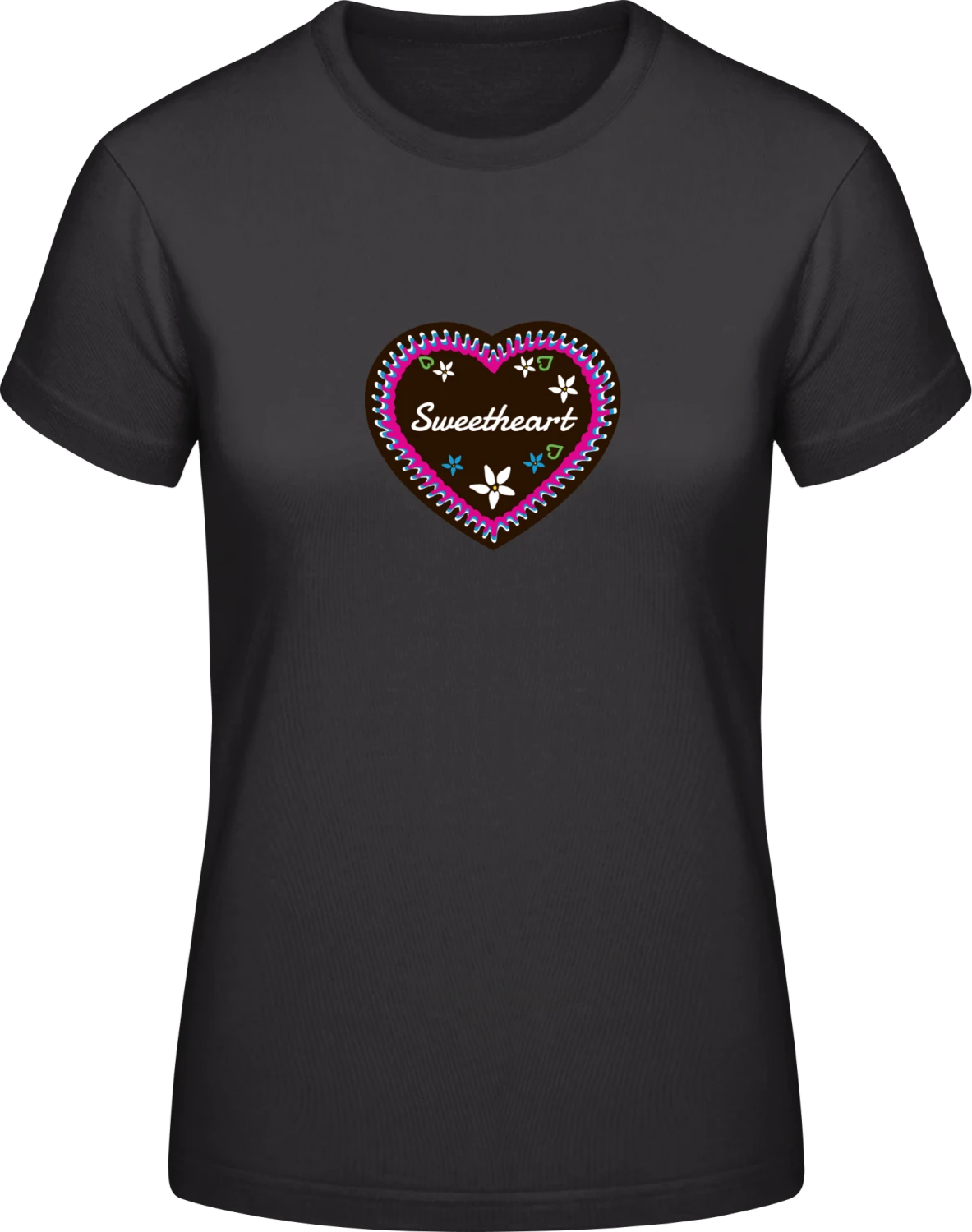 Sweetheart Gingerbread heart - Black #E190 women T-Shirt - Front