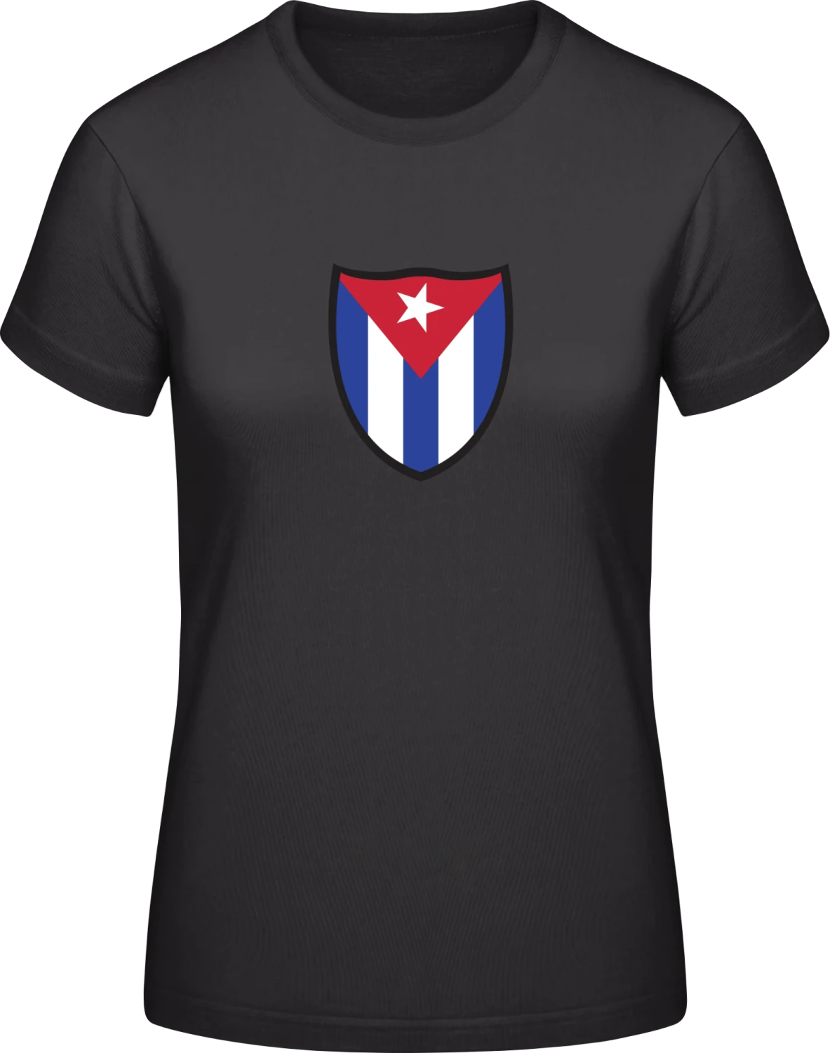 Cuba Flag Shield - Black #E190 women T-Shirt - Front