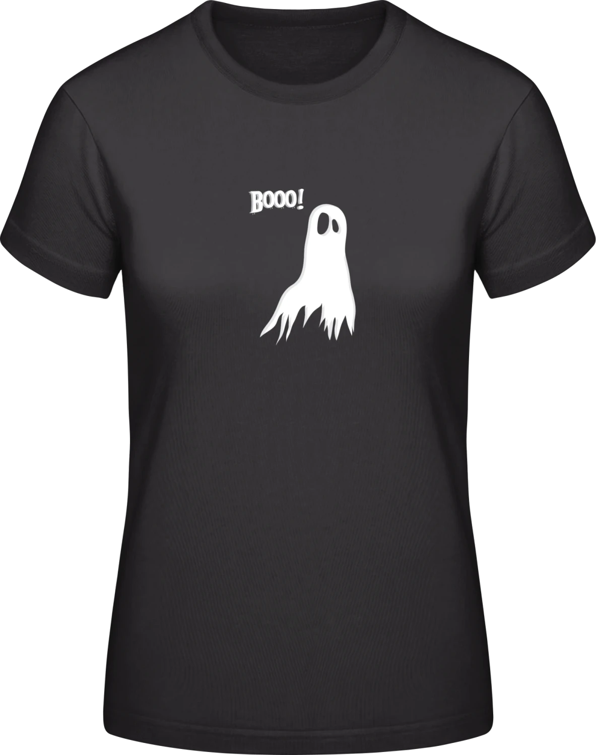 Booo Ghost - Black #E190 women T-Shirt - Front