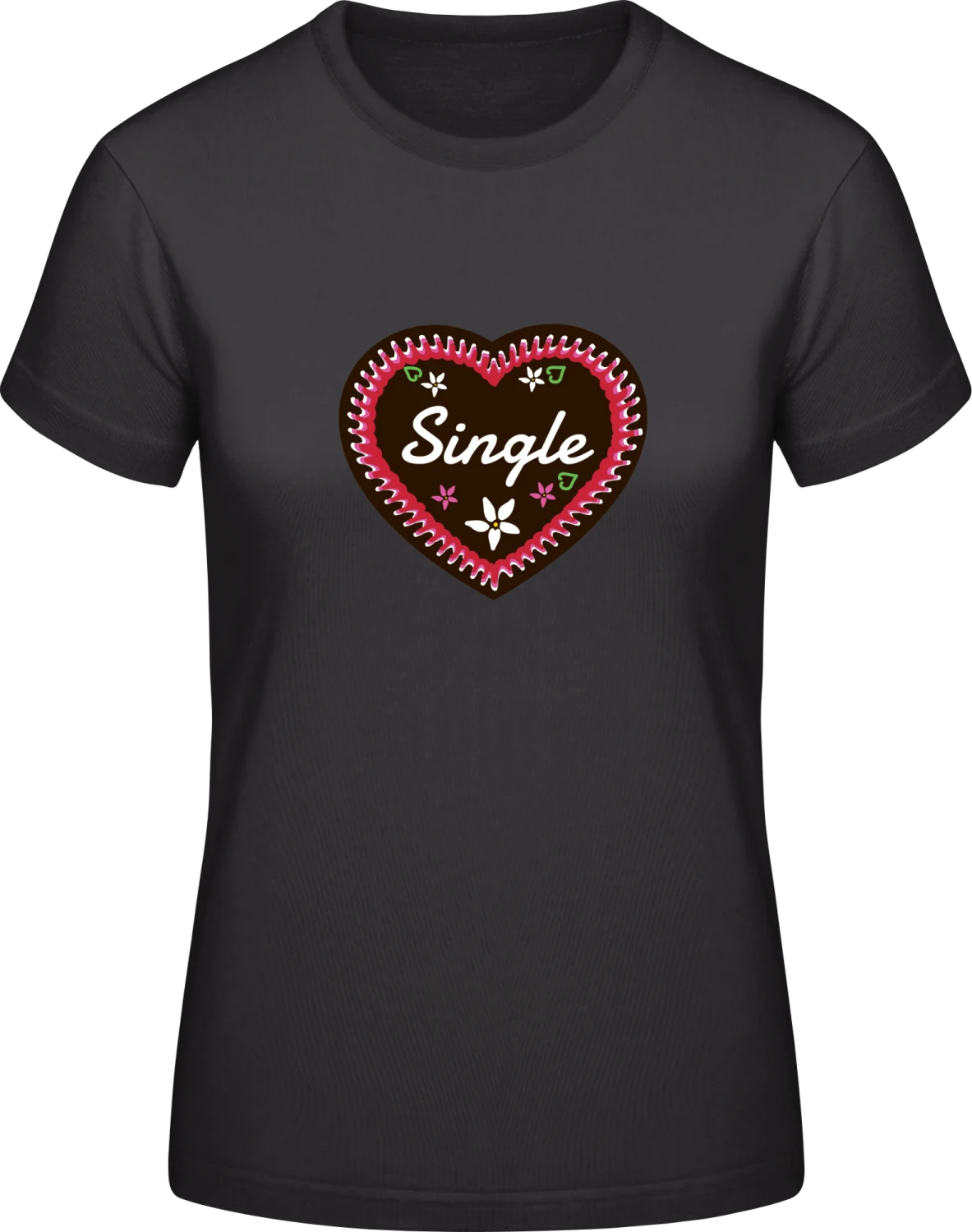 Single Bavarian Lebkuchenherz - Black #E190 women T-Shirt - Front