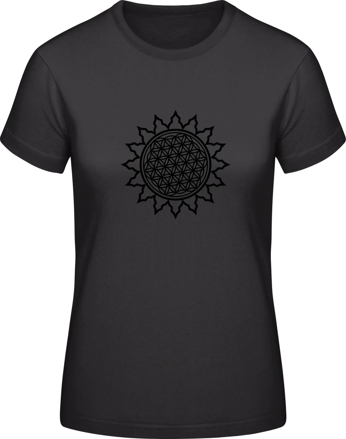 Flower of Life Shining - Black #E190 women T-Shirt - Front