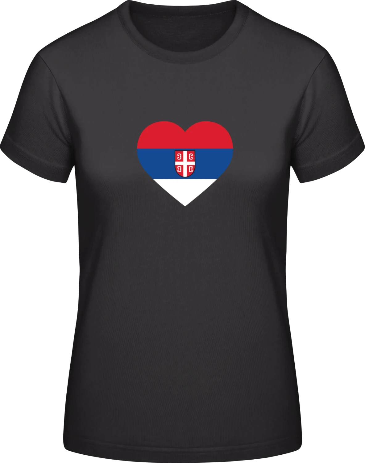 Serbia Heart Flag - Black #E190 women T-Shirt - Front