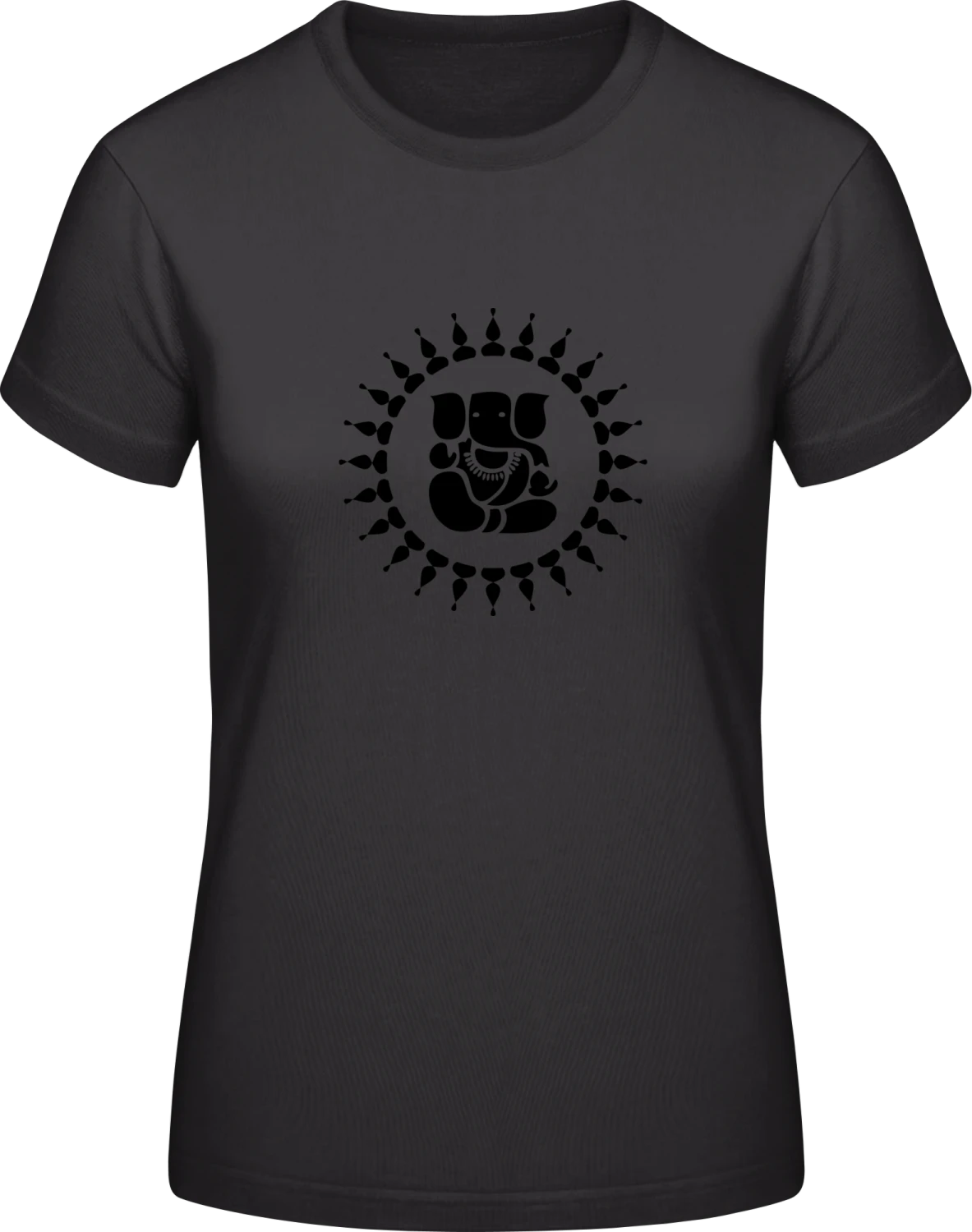 Ganesha Elephant Symbol - Black #E190 women T-Shirt - Front