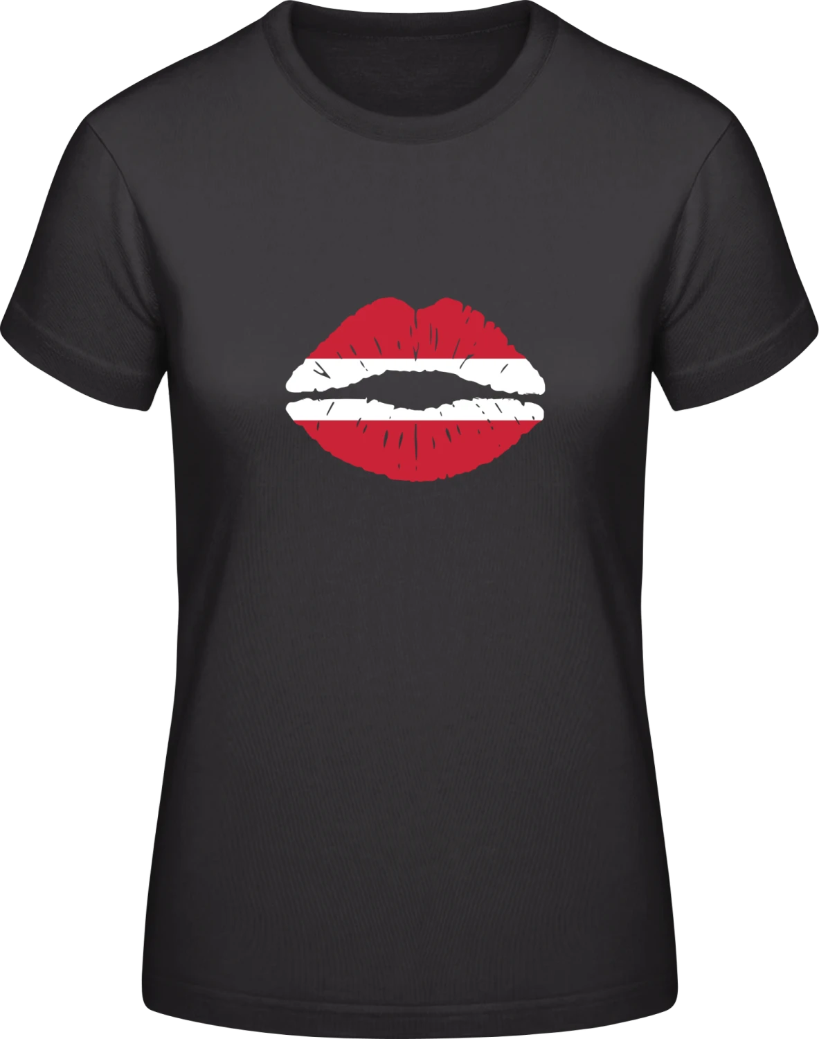 Austrian Kiss Flag - Black #E190 women T-Shirt - Front