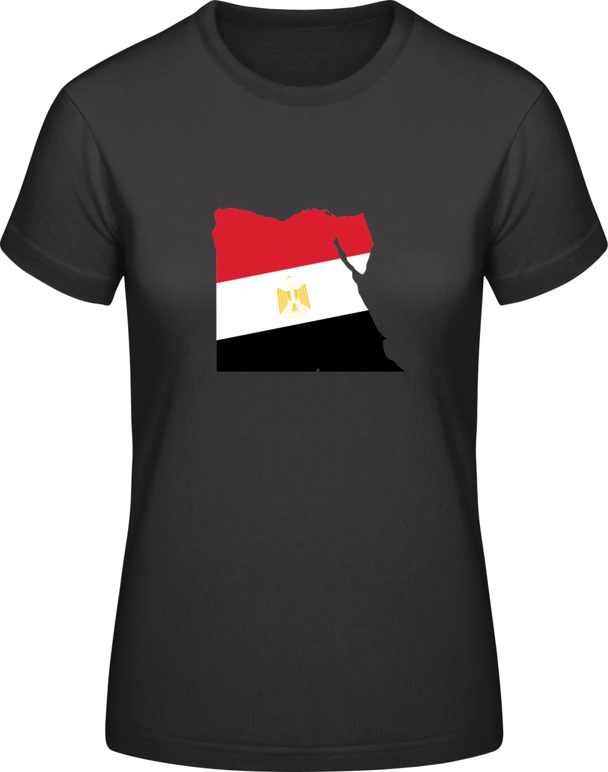 Egypt Map with Crest - Black #E190 women T-Shirt - Front