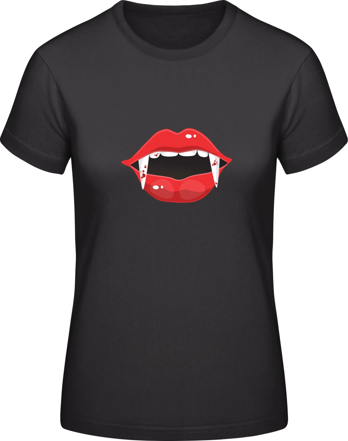 Hot Vampire Lips - Black #E190 women T-Shirt - Front