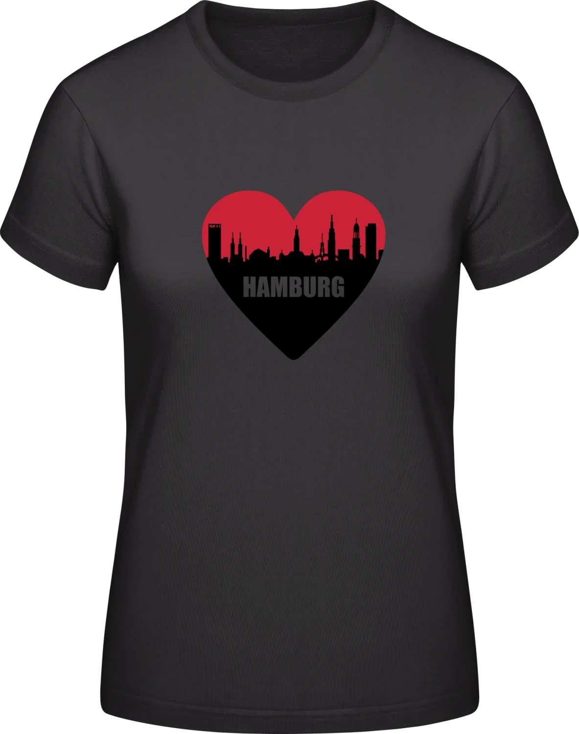 Hamburg Heart - Black #E190 women T-Shirt - Front