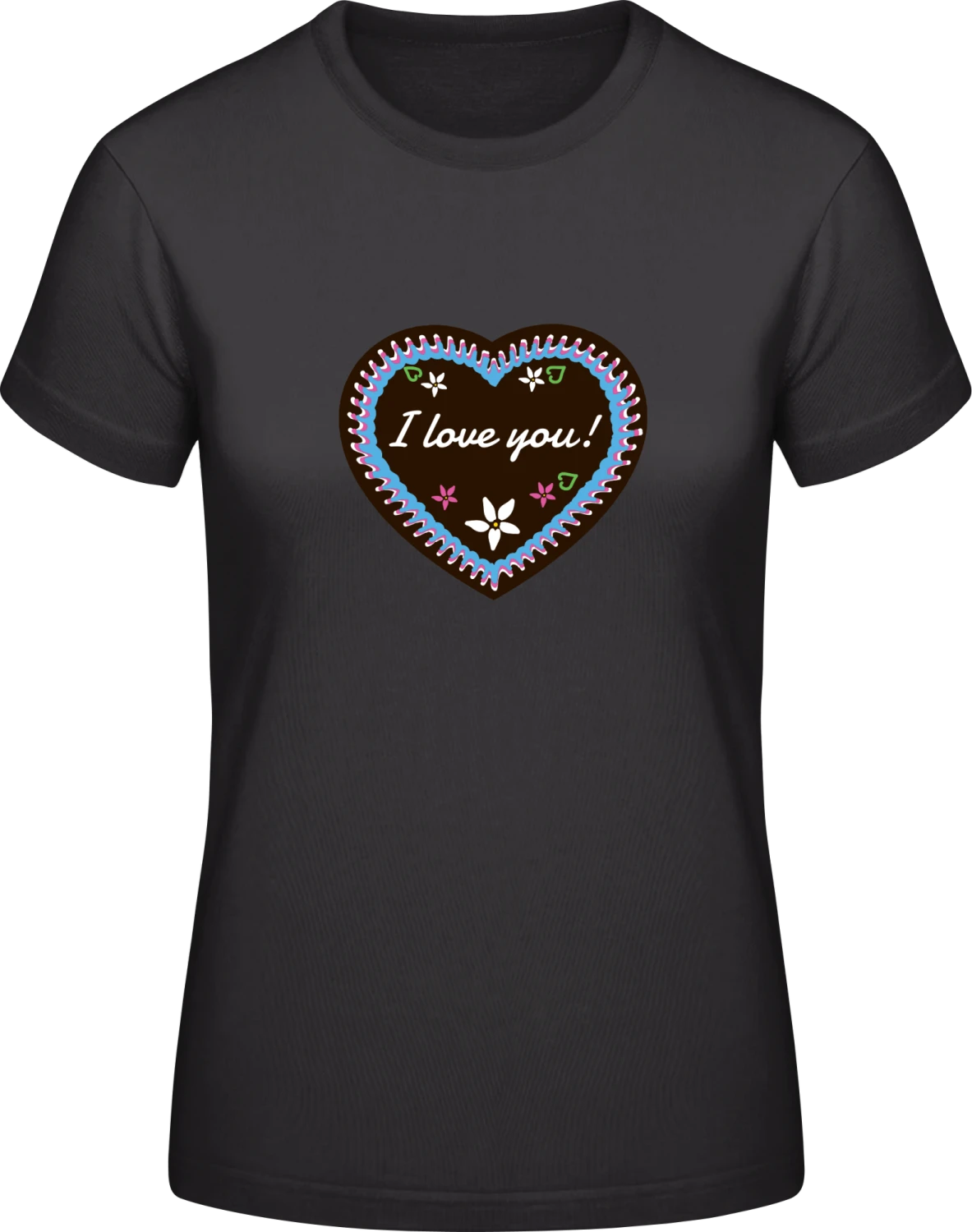 I Love You Bavarian Style - Black #E190 women T-Shirt - Front