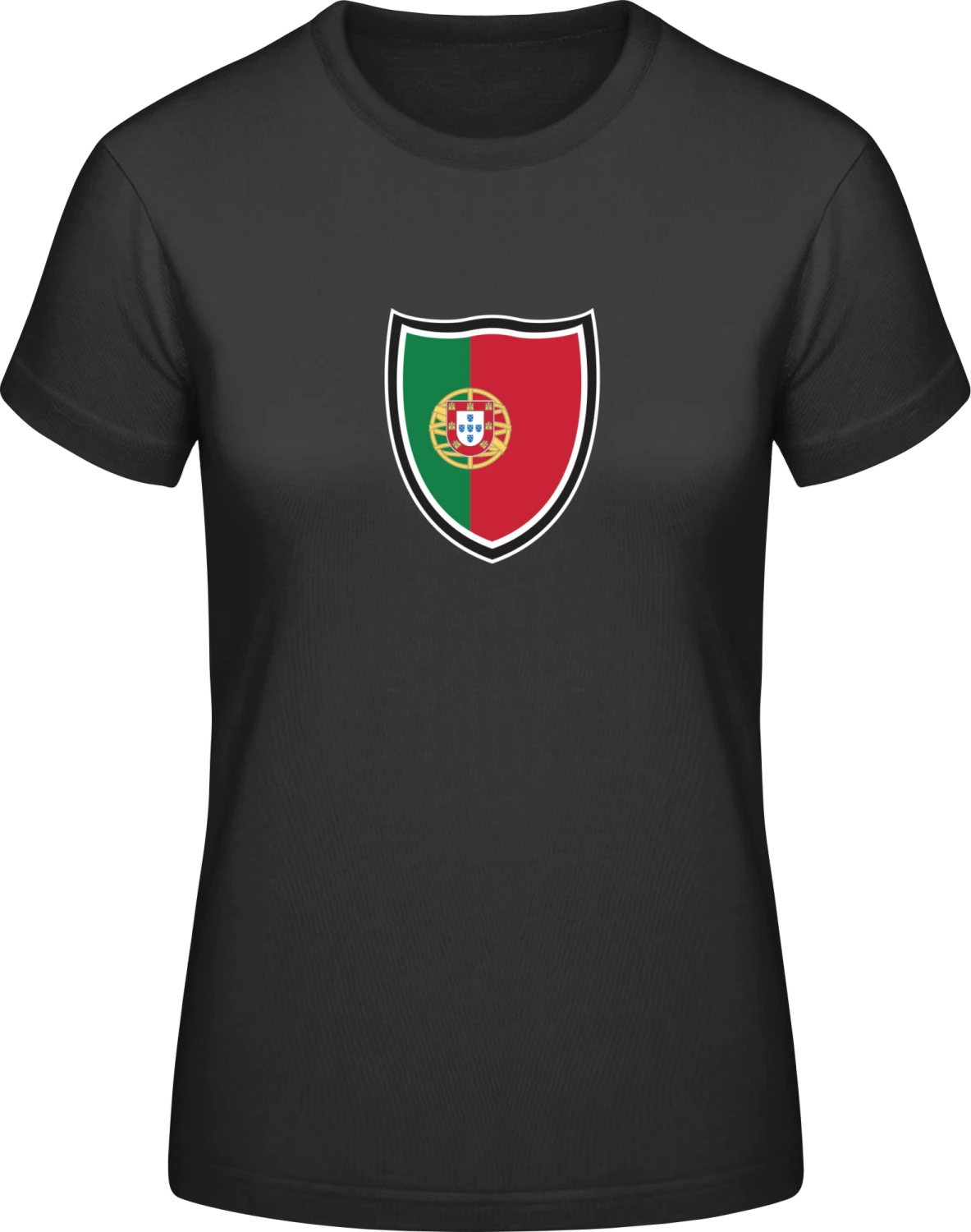 Portugal Shield Flag - Black #E190 women T-Shirt - Front