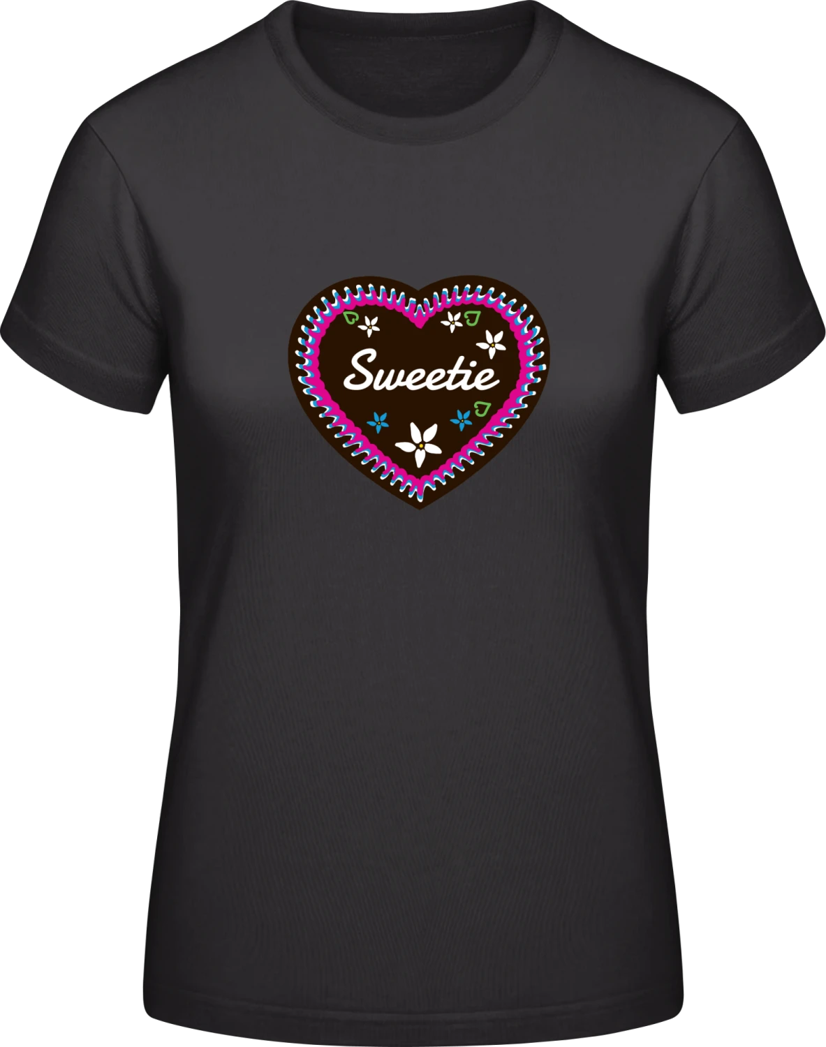 Sweetie Gingerbread heart - Black #E190 women T-Shirt - Front