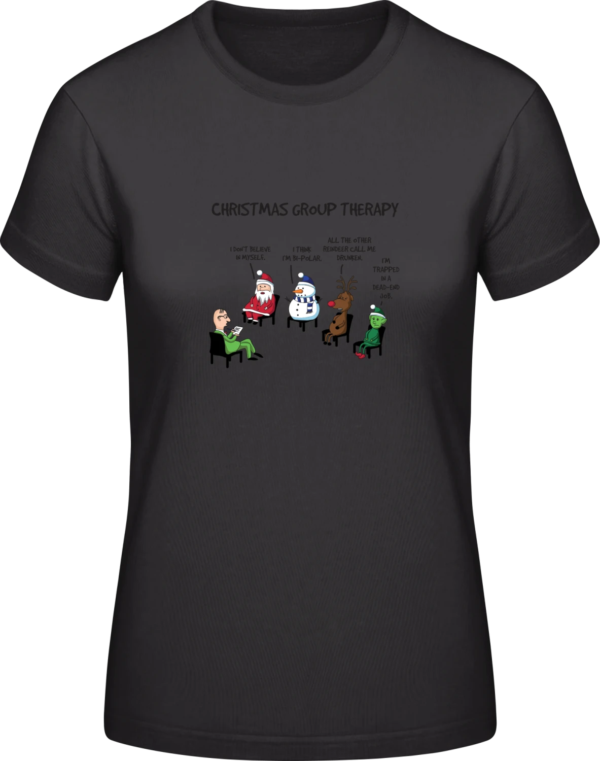 Christmas Group Therapy - Black #E190 women T-Shirt - Front