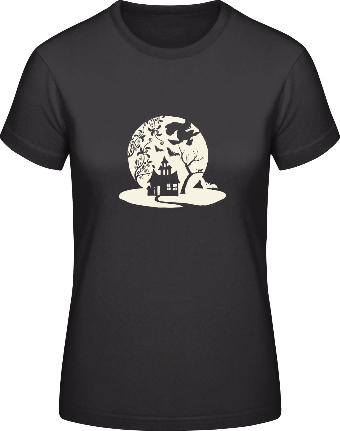 Halloween Moon - Black #E190 women T-Shirt - Front