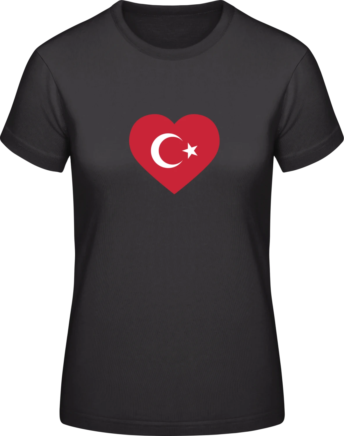 Turkey Heart Flag - Black #E190 women T-Shirt - Front