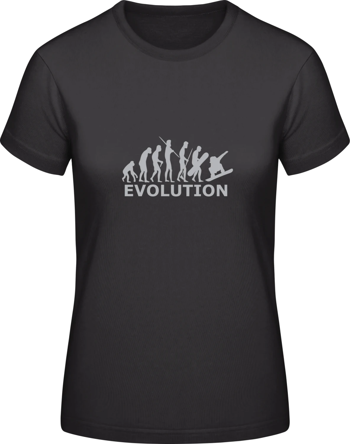 Snowboarder Evolution - Black #E190 women T-Shirt - Front