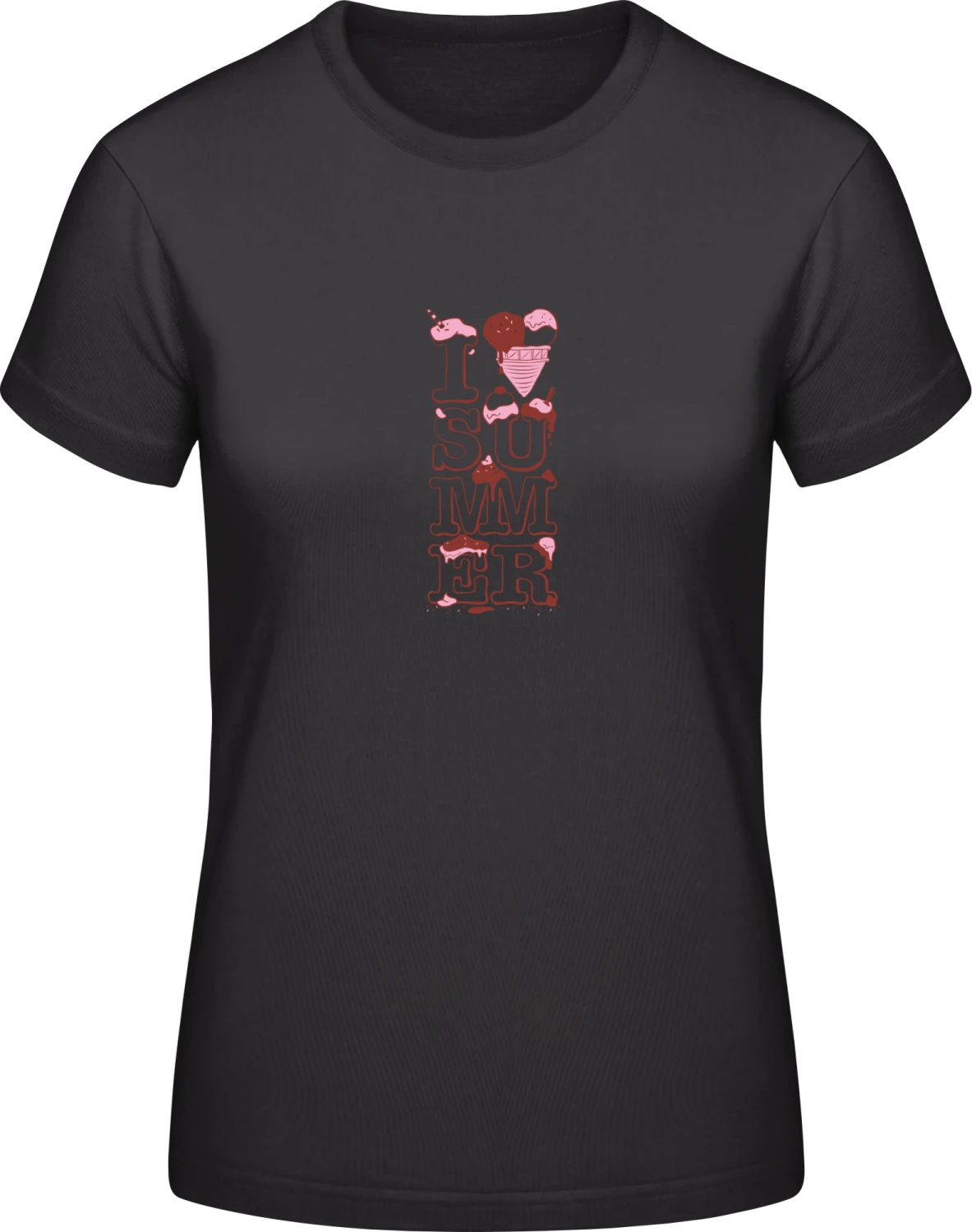 I Love Summer Ice Cream - Black #E190 women T-Shirt - Front