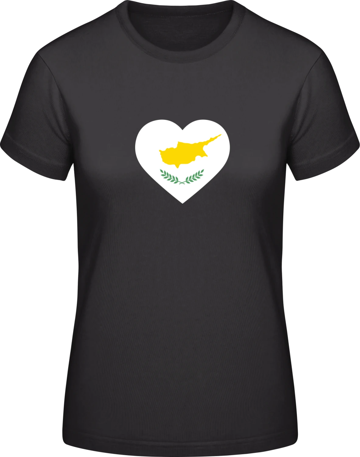 Cyprus Heart Flag - Black #E190 women T-Shirt - Front