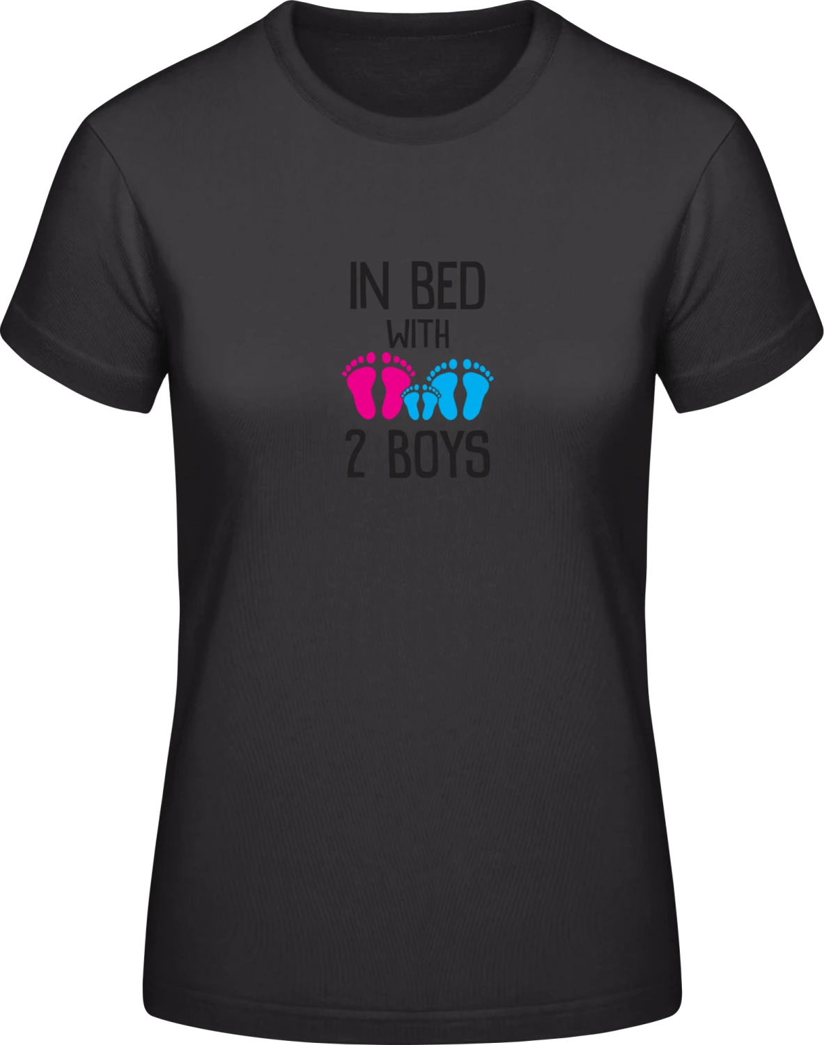 In Bed With 2 Boys - Black #E190 women T-Shirt - Front