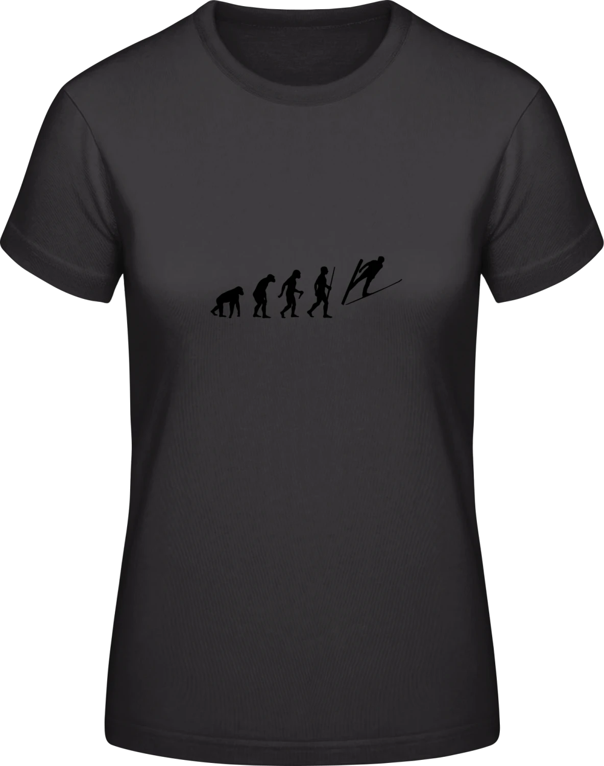 Ski Jumper Evolution - Black #E190 women T-Shirt - Front