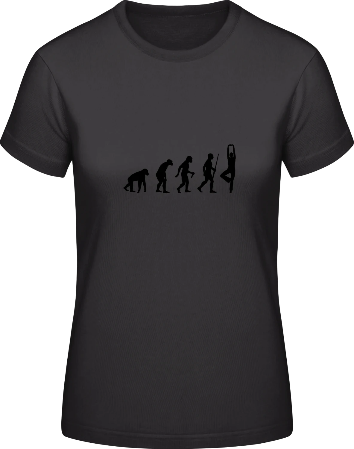 Meditation Gymnastics Evolution - Black #E190 women T-Shirt - Front