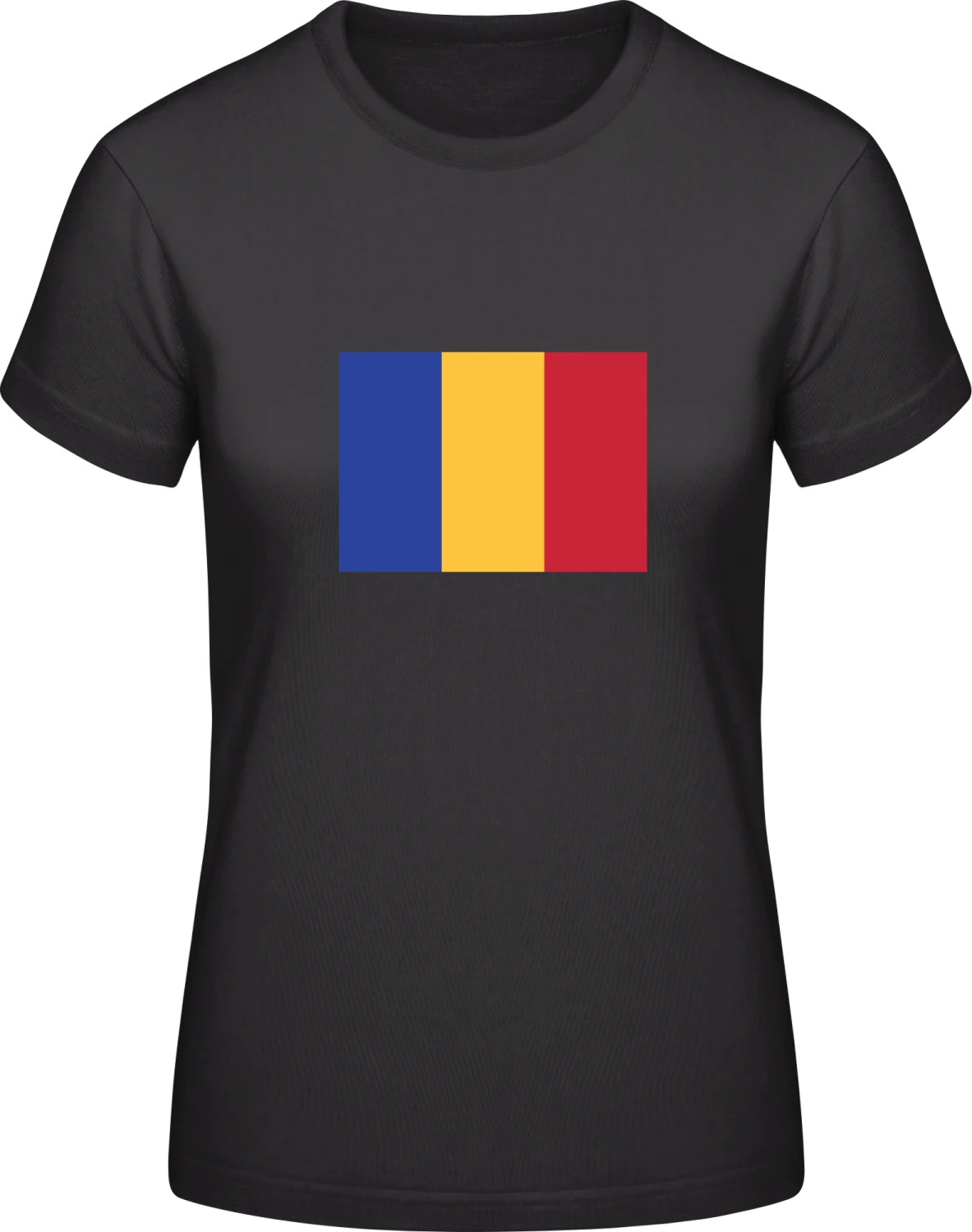 Romania Flag - Black #E190 women T-Shirt - Front