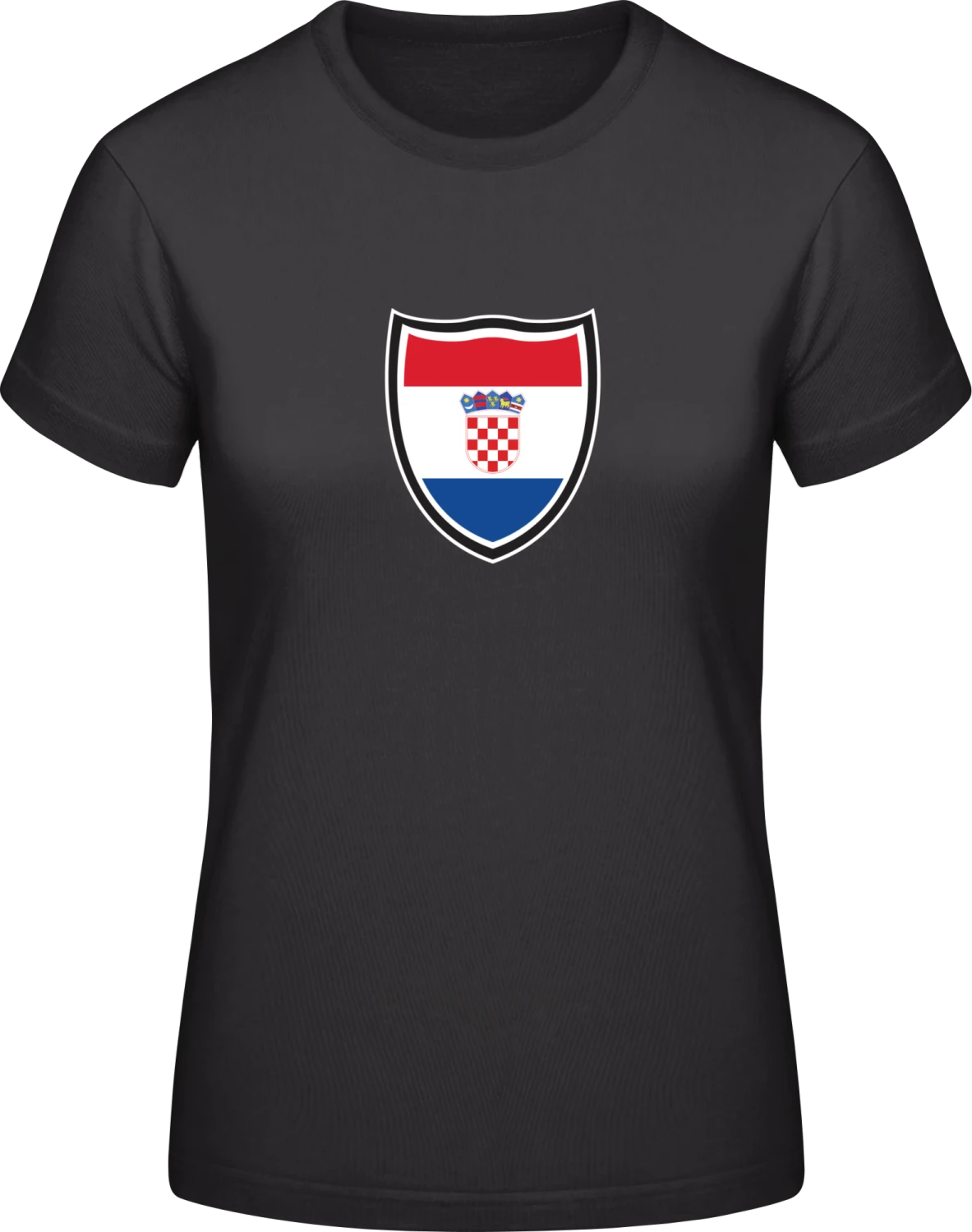 Croatia Shield Flag - Black #E190 women T-Shirt - Front