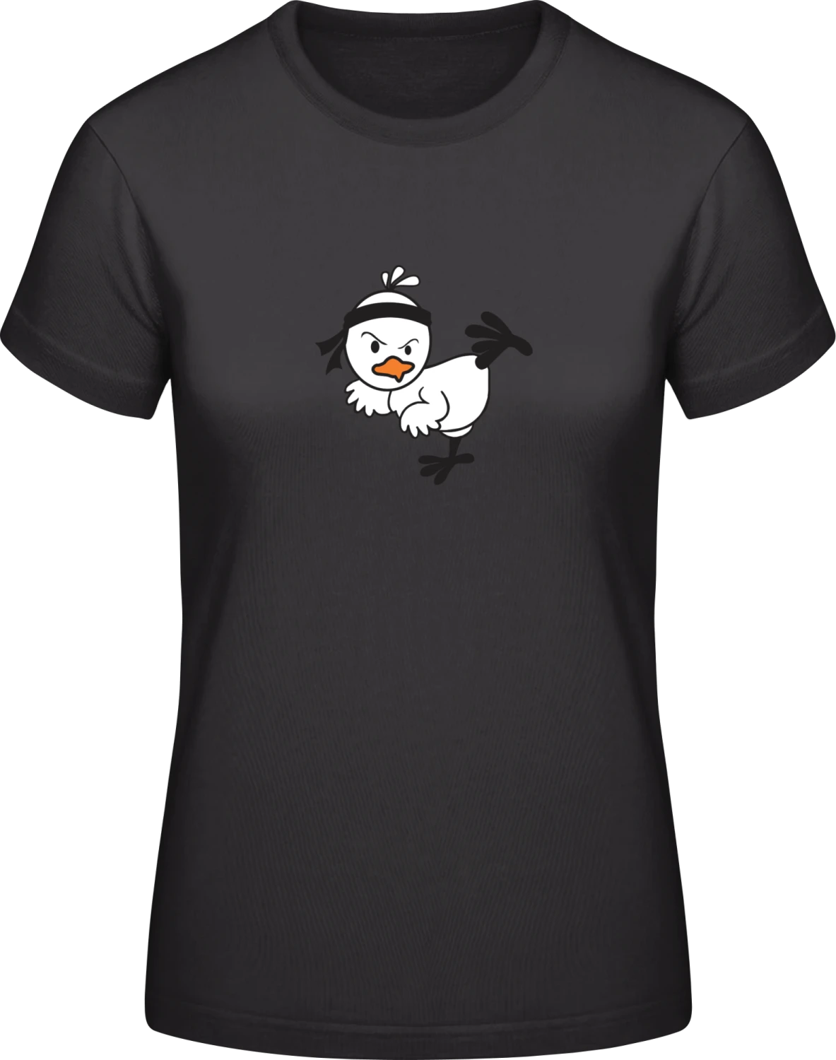 Karate Bird Comic - Black #E190 women T-Shirt - Front