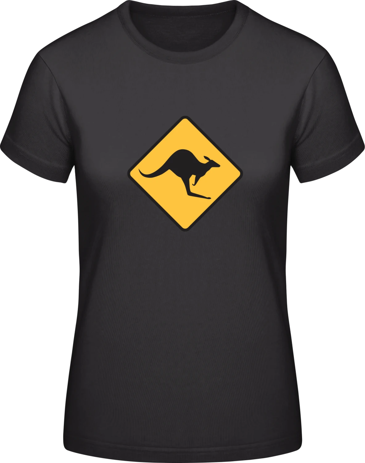 Kangaroo Warning - Black #E190 women T-Shirt - Front