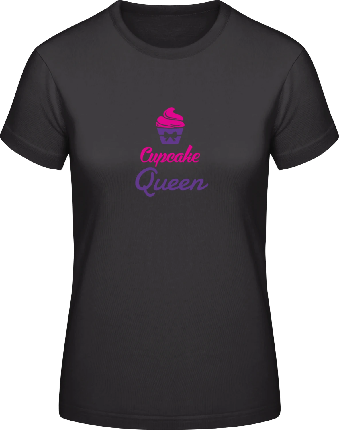 Cupcake Queen Logo - Black #E190 women T-Shirt - Front