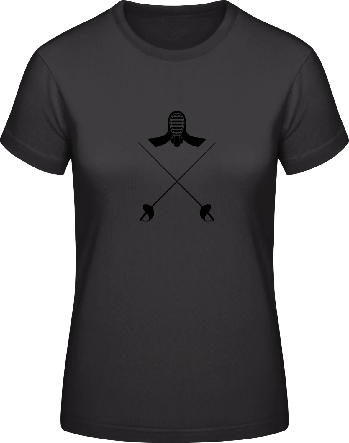 Fencing Swords and Helmet - Black #E190 women T-Shirt - Front