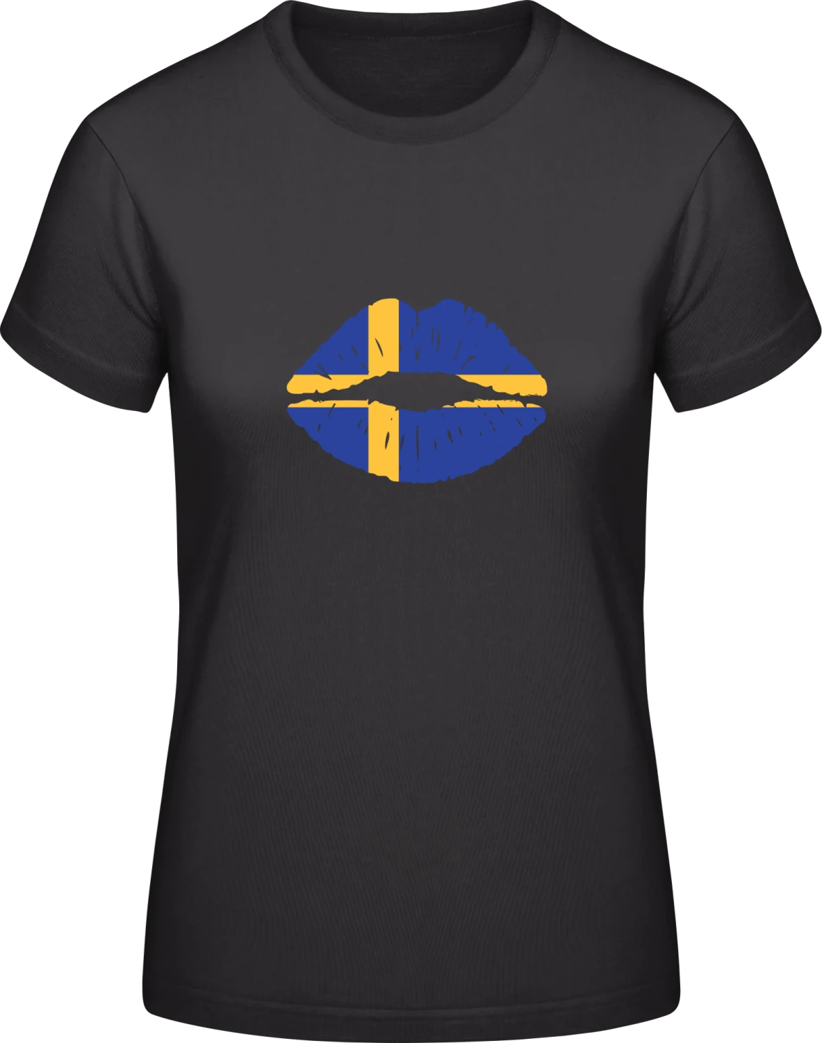 Swedish Kiss Flag - Black #E190 women T-Shirt - Front