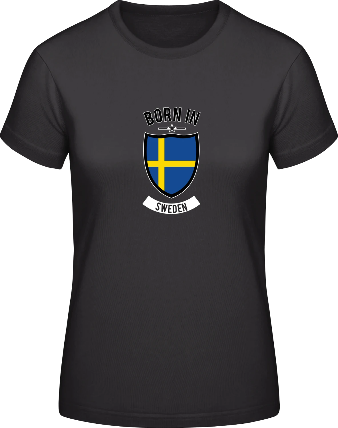 Born in Sweden - Black #E190 women T-Shirt - Front